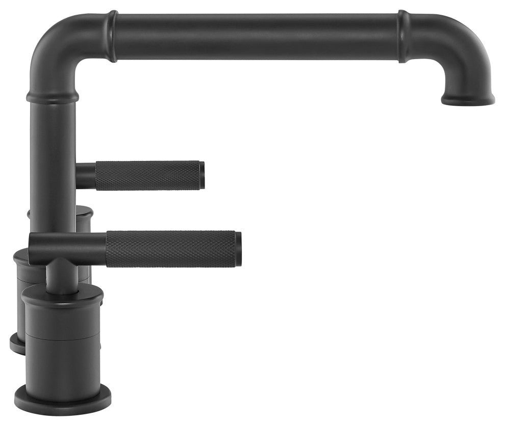 Avallon 8" Widespread, Sleek Handle, Bathroom Faucet, Matte Black