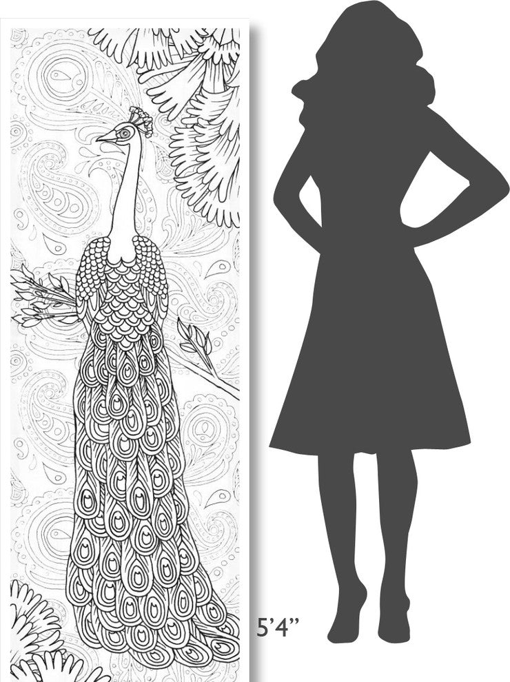 "Boho Peacocks II" Digital Paper Print by Elyse DeNeige, 26"x74"