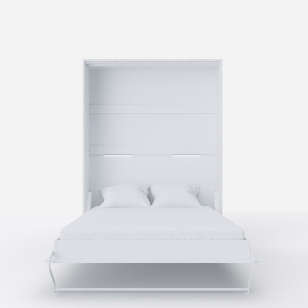 Contempo Vertical Wall Bed, European Full XL SIze, White/White Gloss