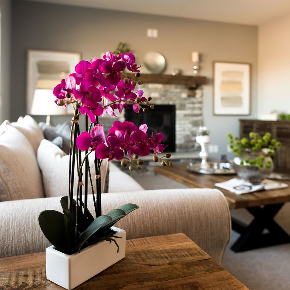 Vickerman 21" Artificial Purple Orchid in Ceramic Pot