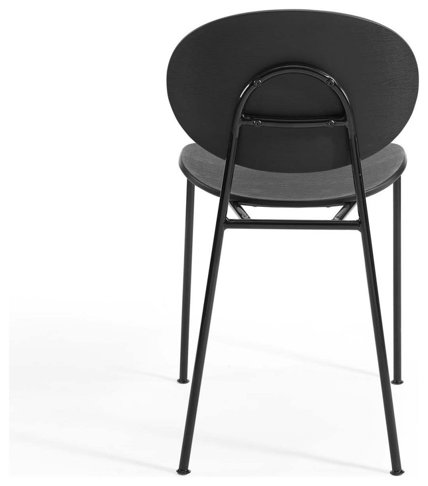 Side Dining Chair, Set of 2, Plastic, Metal, Black, Modern, Bistro Restaurant