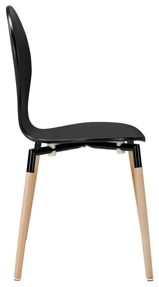 Modern Contemporary Kitchen Wood Dining Chair Set of 2 Black