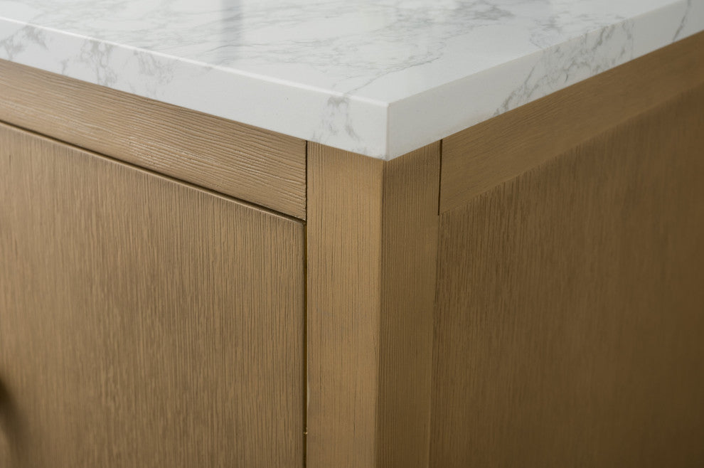 Vanity Art Bathroom Vanity With Sink, Natural Oak, 42", Single Sink, Brushed Nickel
