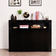 Black High Gloss Sideboard Storage Cabinet modern wood TV stand with 3 doors