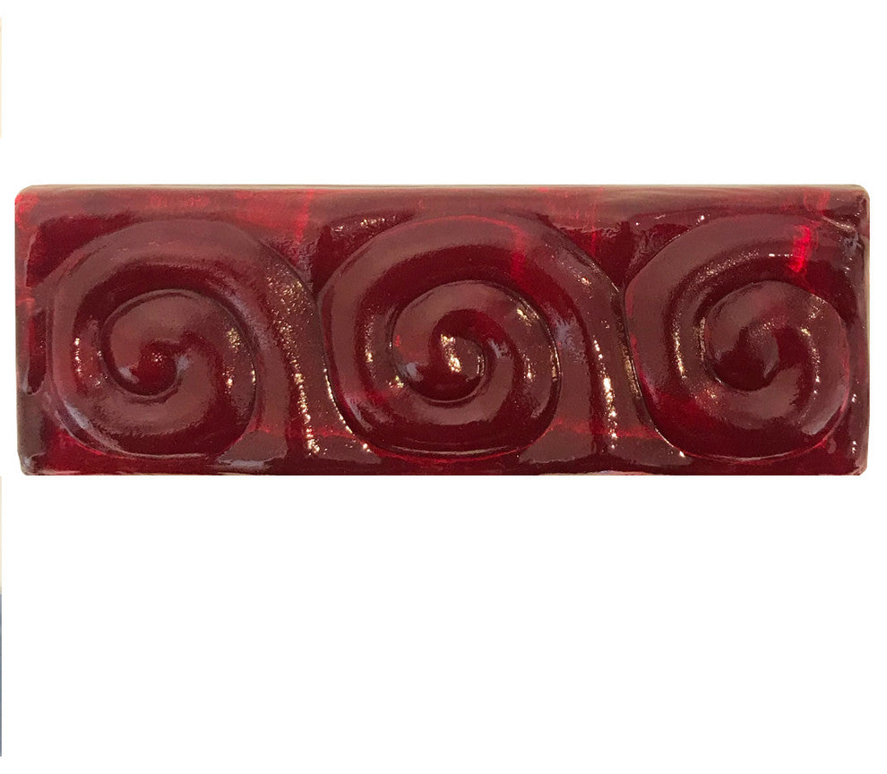 2x6 Snail Bar Hand Poured Glass Tile, Red