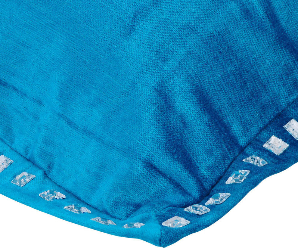 Blue Decorative Pillow Covers 12"x12" Velvet, Turquoise Blue Crystal Palace