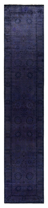 Fine Vibrance, One-of-a-Kind Hand-Knotted Runner Rug Purple, 3'0"x14'9"