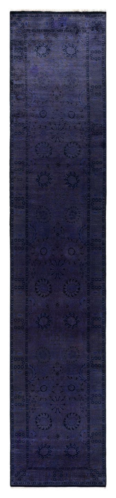 Fine Vibrance, One-of-a-Kind Hand-Knotted Runner Rug Purple, 3'0"x14'9"