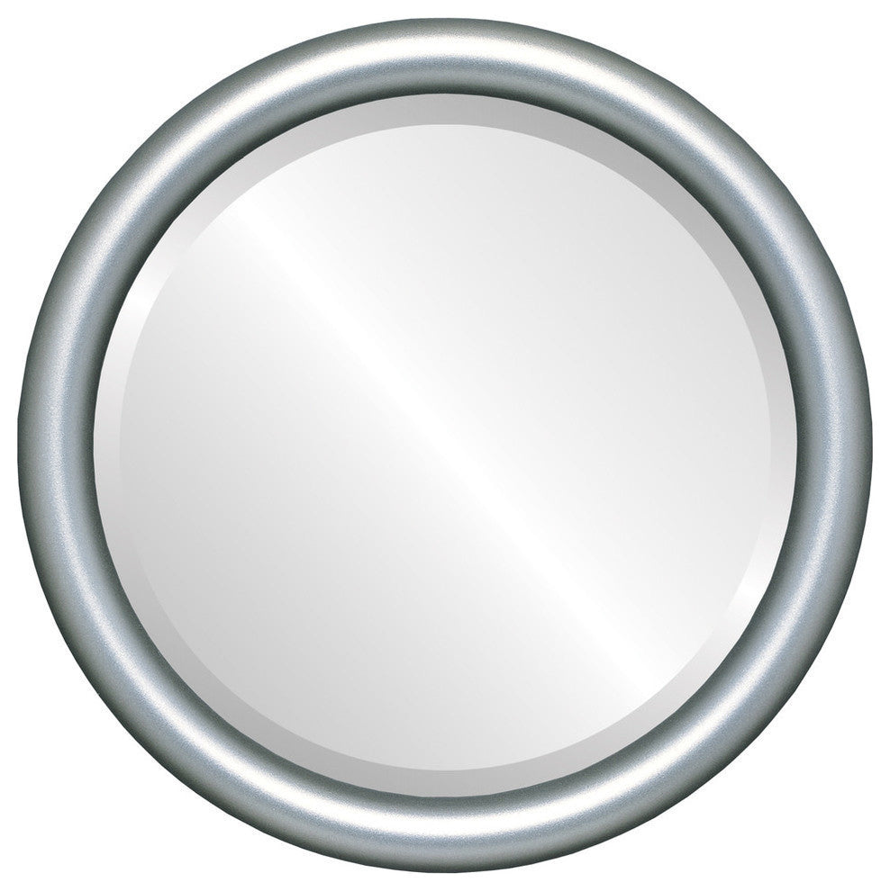 Pasadena Framed Round Mirror, Silver Shade, 19"x19"