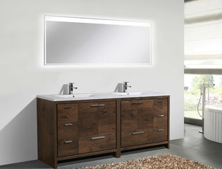 MOD 84" Modern Bathroom Vanity With Acrylic Sink, Rosewood