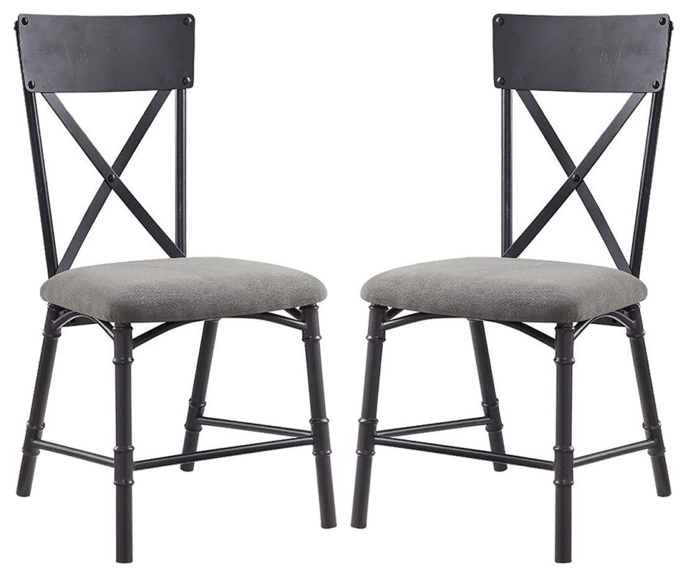 Set of 2 Side Chair, Gray and Sandy Black