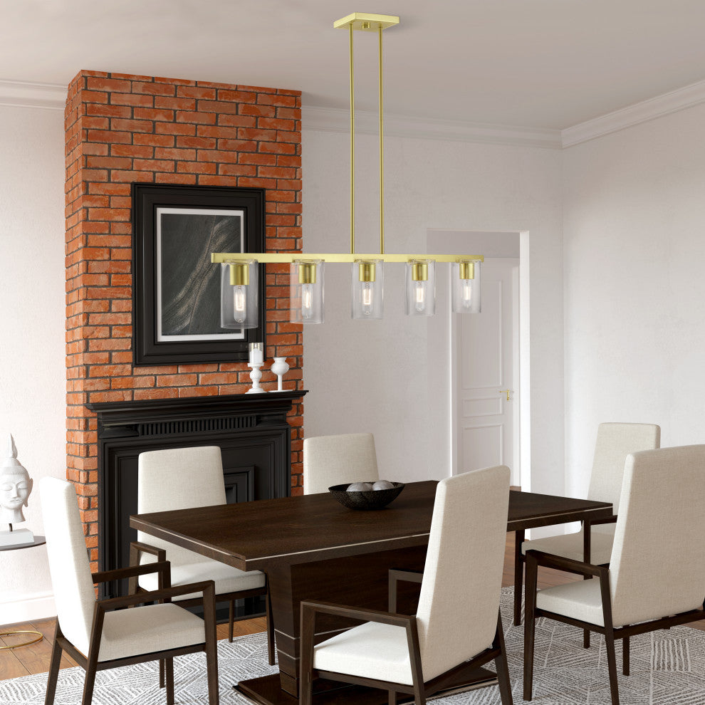 Clarion 5 Light Satin Brass Linear Chandelier