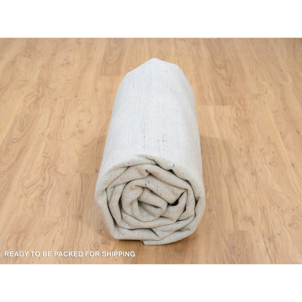 Gray, Jacquard Hand Loomed, Wool And Plant Based Silk, Square Rug, 10'2" x 10'0"