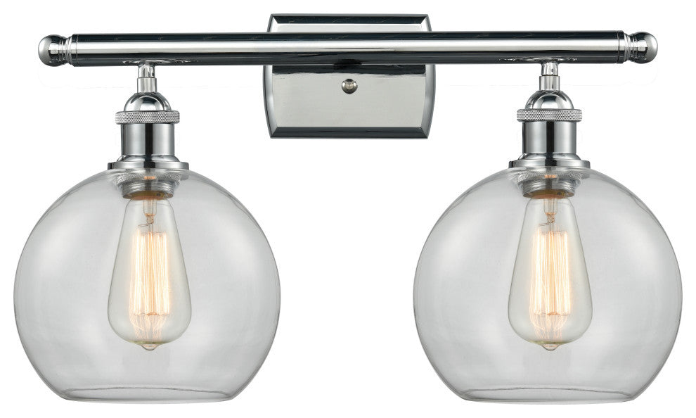 Ballston Athens 8" - 2 Light 18" Bath Vanity Light, Polished Chrome, Clear