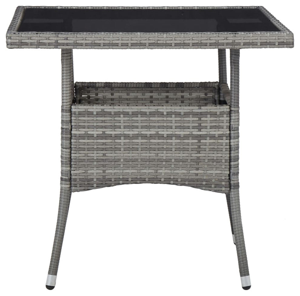 vidaXL Patio Dining Set 3 Piece Poly Rattan and Glass Gray Garden Furniture