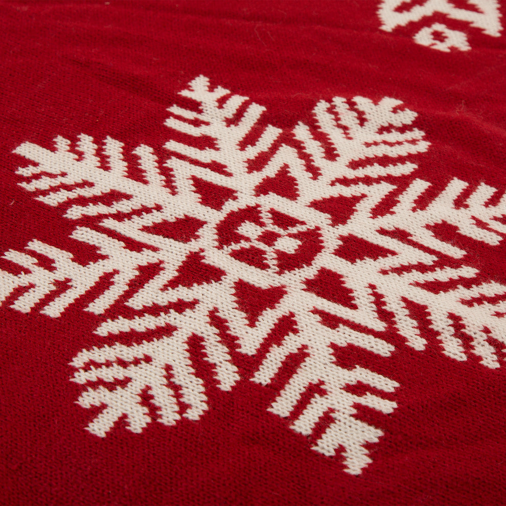 Set of 2 Knitted Acrylic Christmas Stocking and Tree Skirt, Snowflake
