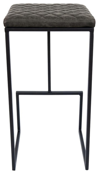 LeisureMod Quincy Quilted Stitched Leather Bar Stools With Metal Frame