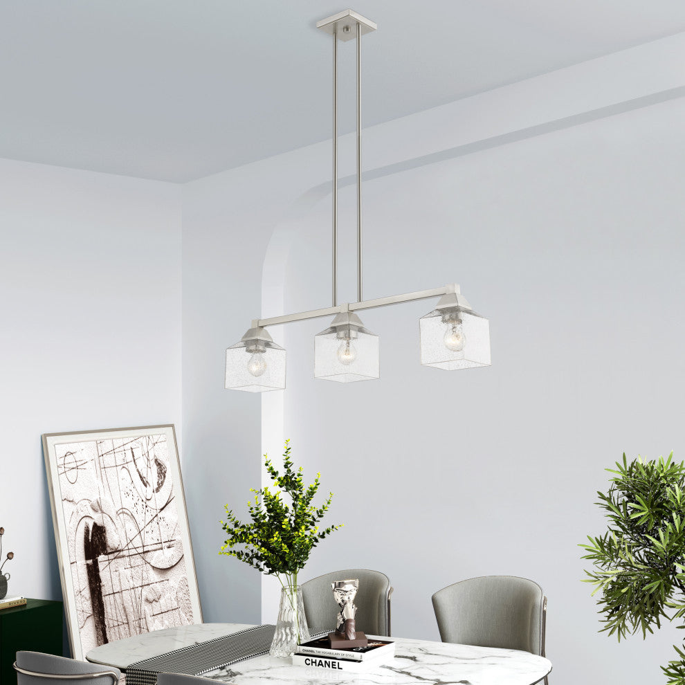 Aragon 3 Light Brushed Nickel Linear Chandelier