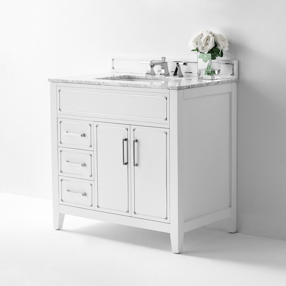 Aspen Bathroom Vanity Set, White, 36"