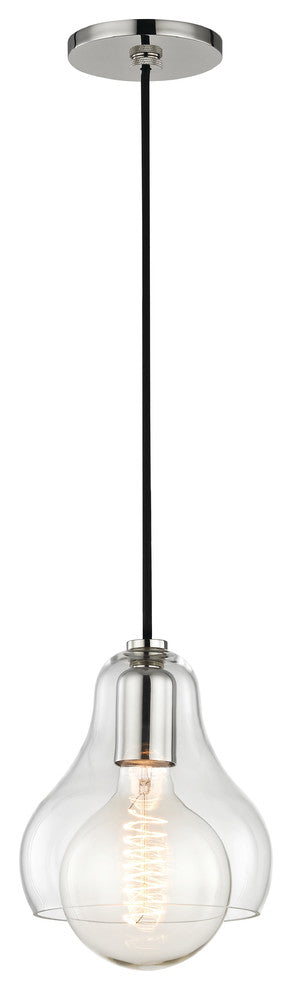 Sadie Large Pendant - Polished Nickel Finish - Clear Glass