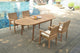 5-Piece Outdoor Teak Dining Set: 94" Oval Table, 4 Leveb Stacking Arm Chairs