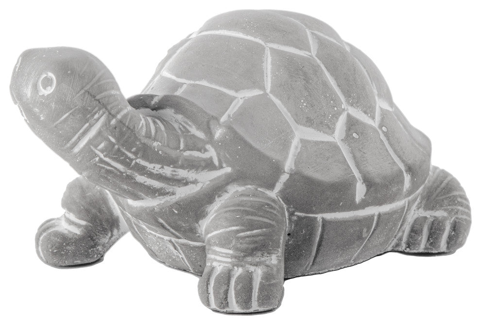 Cement Standing Turtle Facing Right Figurine Washed Concrete Gray Finish
