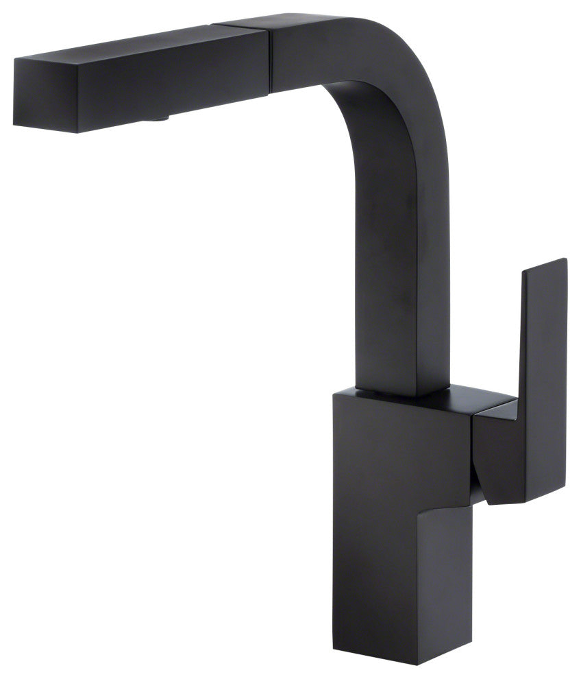 Mid-Town Single Handle Pull-Out Kitchen Faucet w/ SnapBack Retraction, Satin Black