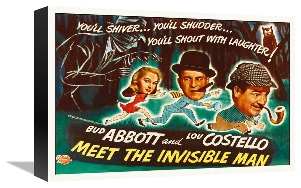 "Abbott & Costello - Meet The Invisible Man Poster" Canvas Giclee, 16"x11"