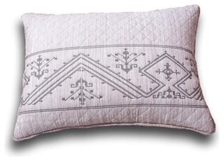 Elegant Fair Isle Purple Grey Yarn Dyed Quilted King Pillow Sham, 20"� x 36"�