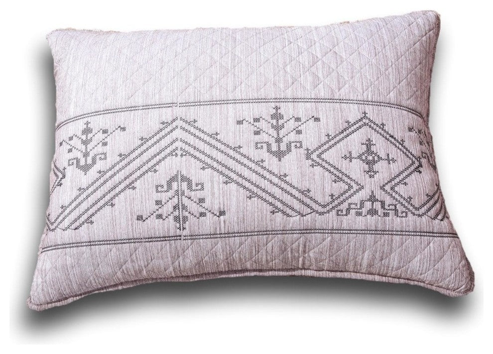 Elegant Fair Isle Purple Grey Yarn Dyed Quilted King Pillow Sham, 20"� x 36"�