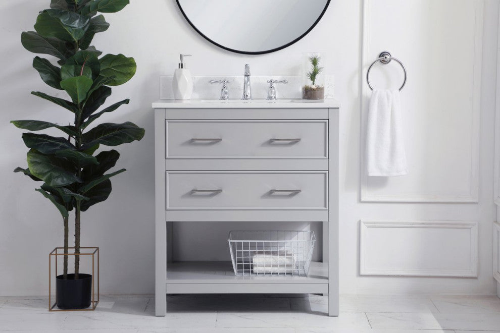 Skylar 30" Single Bathroom Vanity, Gray With Backsplash