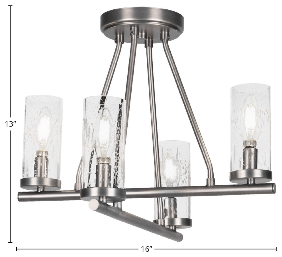Trinity 4 Light Semi-Flush Shown, Graphite Finish With 2.5" Clear Bubble