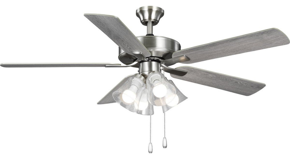 AirPro 52" Brushed Nickel 5-Blade AC Motor Ceiling Fan With Light