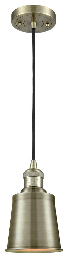 Addison 1-Light LED Mini Pendant, Antique Brass