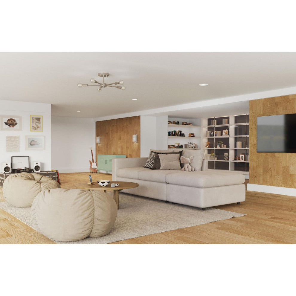 Delayne Collection 16" 5-Light Brushed Nickel Etched Glass Semi-Flush Light