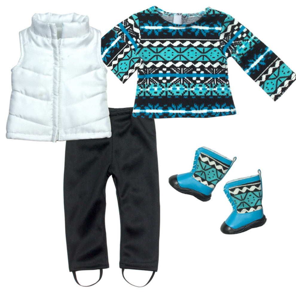18" Dolls Sweater Leggings Vest and Boots Set
