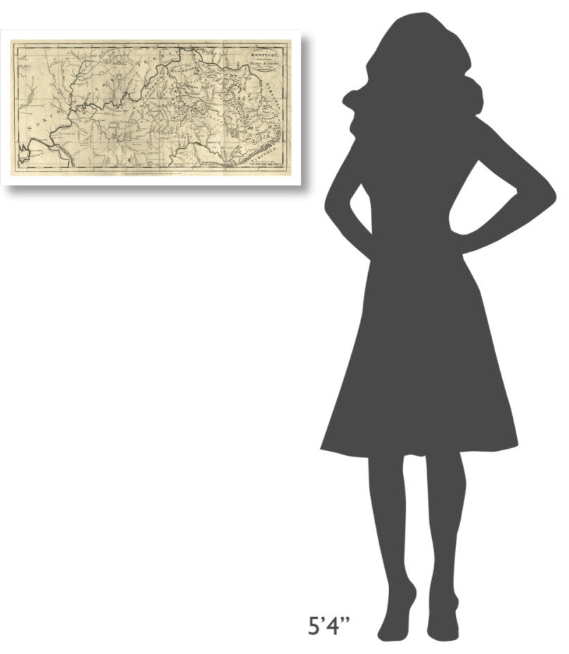 "Kentucky, 1795" Digital Paper Print by Mathew Carey, 32"x17"