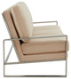 LeisureMod Jefferson Modern Design Velvet Sofa With Silver Frame, Beige