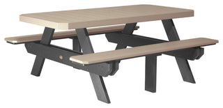 Poly 6' Rectangle Picnic Table, Weatherwood & Black