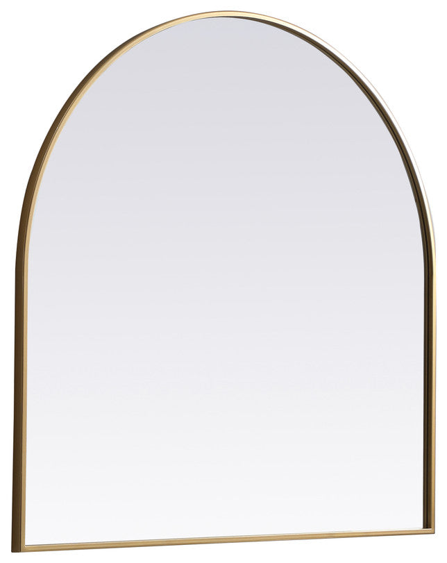 Elegant Decor Metal Frame Arch Mirror 36X36" in Brass