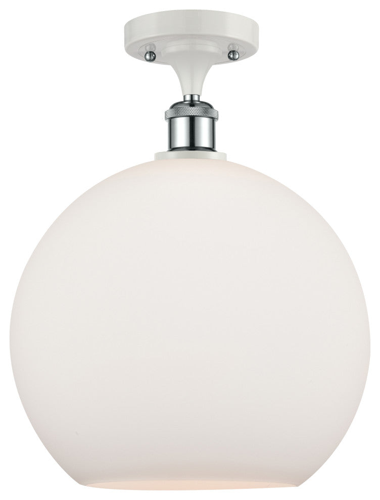 Innovations 516-1C-WPC-G121-12 1-Light Semi-Flush Mount, White, Polished Chrome