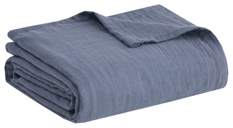 Clean Spaces Gauze 100% Cotton Lightweight Blanket, Blue
