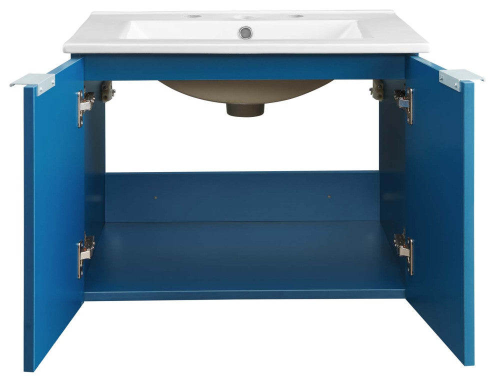 Maybelle 24" Wall-Mount Bathroom Vanity, Navy White