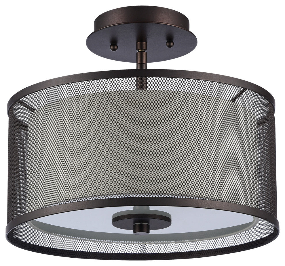 Audrey Transitional 2-Light Rubbed Bronze Semi-Flush Ceiling Fixture