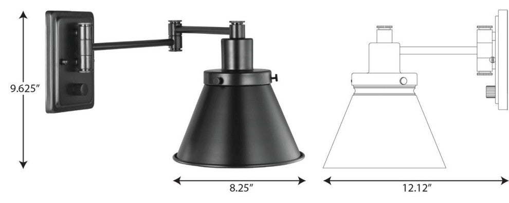 Hinton Collection Black Swing Arm Wall Light