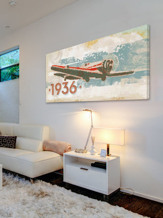 "Vintage Plane 1936" Painting Print on Wrapped Canvas