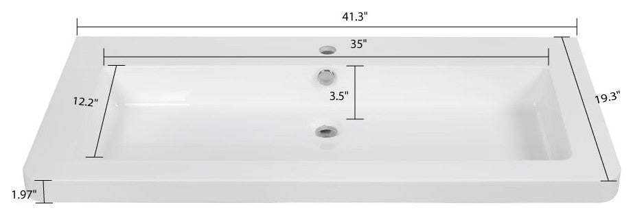 42" Solid Surface Resin Streamline K-0990-42 Vanity Top