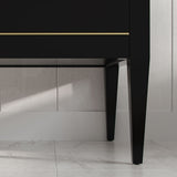Celios Bathroom Vanity, Black with Brass Trim, 24", Single Sink, Freestanding