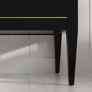 Celios Bathroom Vanity, Black with Brass Trim, 24", Single Sink, Freestanding