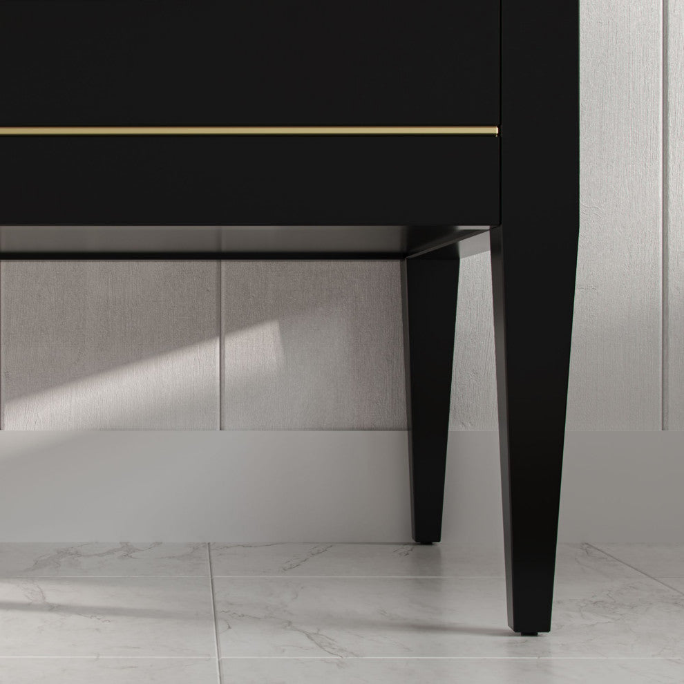 Celios Bathroom Vanity, Black with Brass Trim, 24", Single Sink, Freestanding